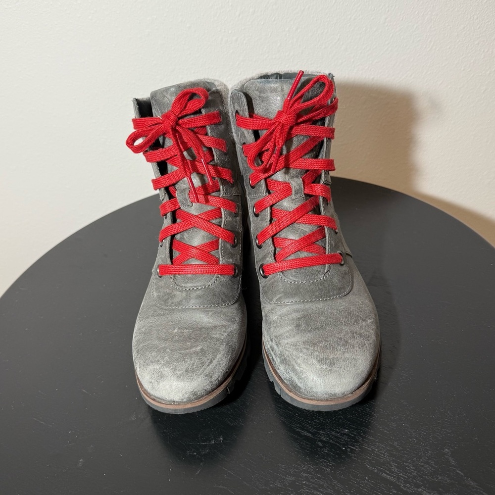 SOREL Harlow Conquest Boot Grey with Red Laces Women’s Size 7.5 - Picture 4 of 6